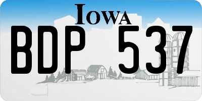 IA license plate BDP537