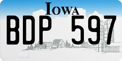 IA license plate BDP597
