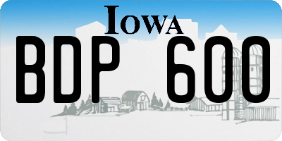IA license plate BDP600