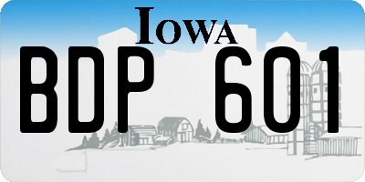 IA license plate BDP601