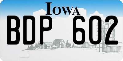 IA license plate BDP602