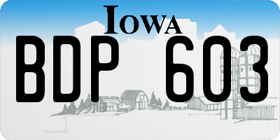 IA license plate BDP603