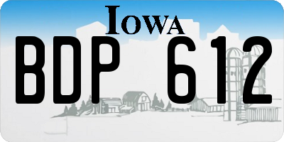 IA license plate BDP612