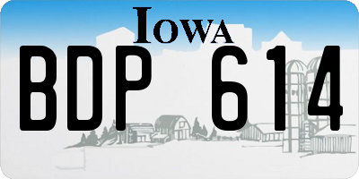 IA license plate BDP614