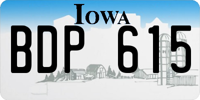 IA license plate BDP615