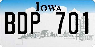 IA license plate BDP701