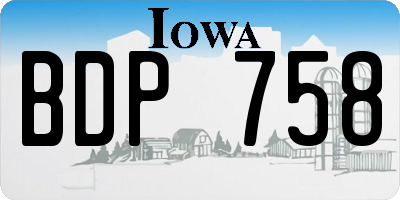 IA license plate BDP758