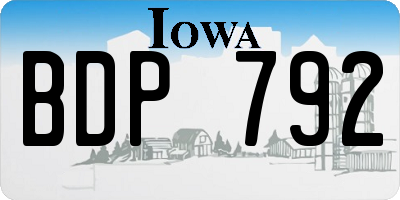 IA license plate BDP792
