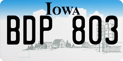 IA license plate BDP803
