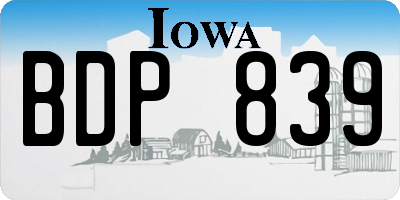 IA license plate BDP839