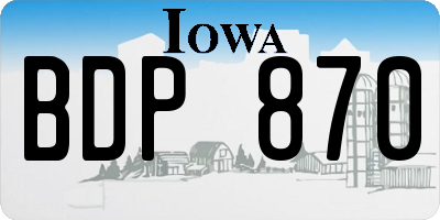 IA license plate BDP870