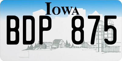 IA license plate BDP875