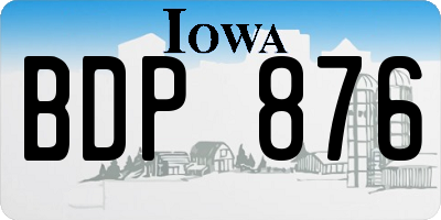 IA license plate BDP876