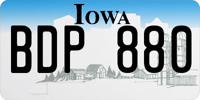 IA license plate BDP880