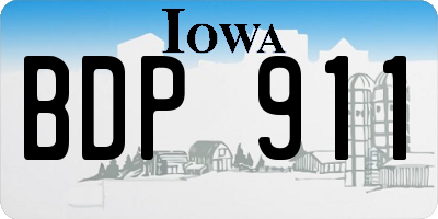 IA license plate BDP911