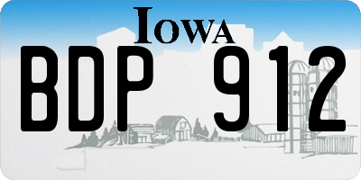 IA license plate BDP912