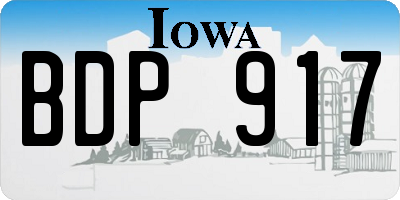IA license plate BDP917