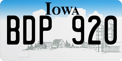 IA license plate BDP920