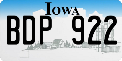 IA license plate BDP922