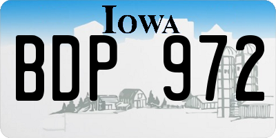 IA license plate BDP972