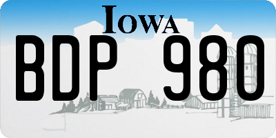 IA license plate BDP980
