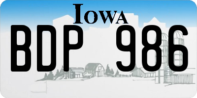 IA license plate BDP986