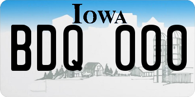 IA license plate BDQ000