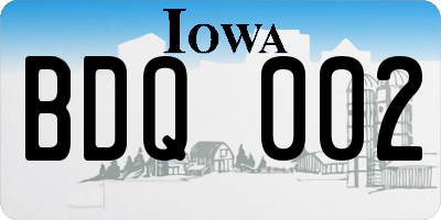 IA license plate BDQ002