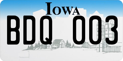 IA license plate BDQ003