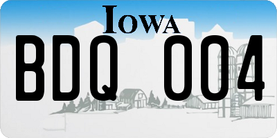 IA license plate BDQ004