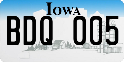 IA license plate BDQ005