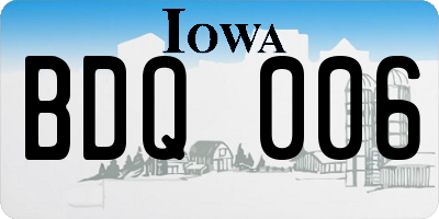IA license plate BDQ006