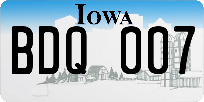 IA license plate BDQ007