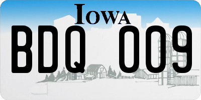 IA license plate BDQ009