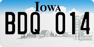 IA license plate BDQ014