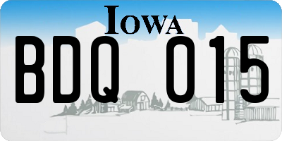 IA license plate BDQ015
