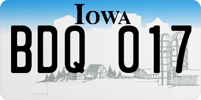 IA license plate BDQ017