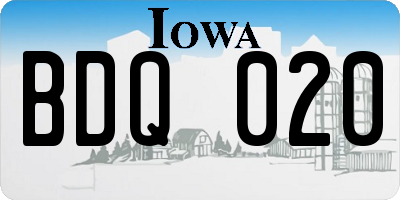 IA license plate BDQ020