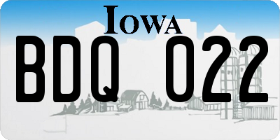 IA license plate BDQ022