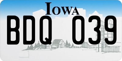 IA license plate BDQ039