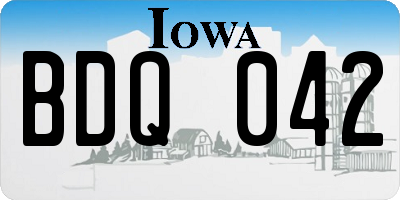 IA license plate BDQ042