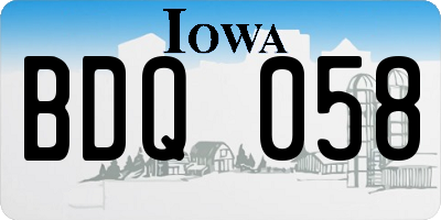 IA license plate BDQ058