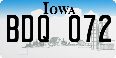 IA license plate BDQ072