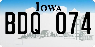 IA license plate BDQ074