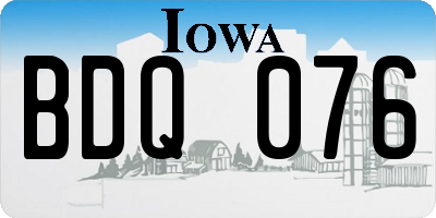 IA license plate BDQ076
