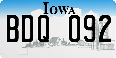IA license plate BDQ092