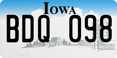 IA license plate BDQ098
