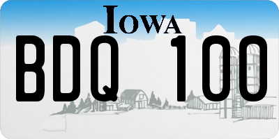 IA license plate BDQ100
