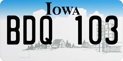 IA license plate BDQ103