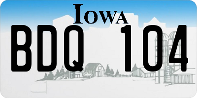 IA license plate BDQ104